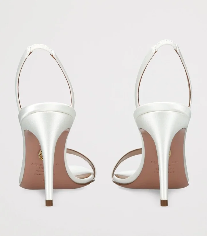 Aquazzura Satin So Nude Slingback Sandals 85 - Image 2