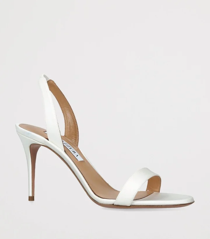 Aquazzura Satin So Nude Slingback Sandals 85 - Image 3