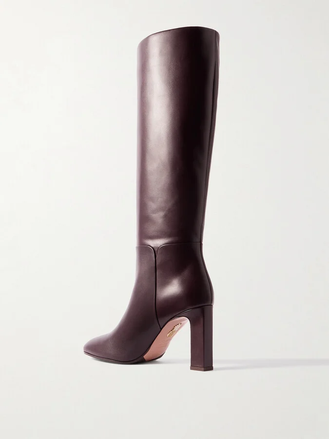 Aquazzura - Sellier 85 Leather Knee Boots - Burgundy - Image 3