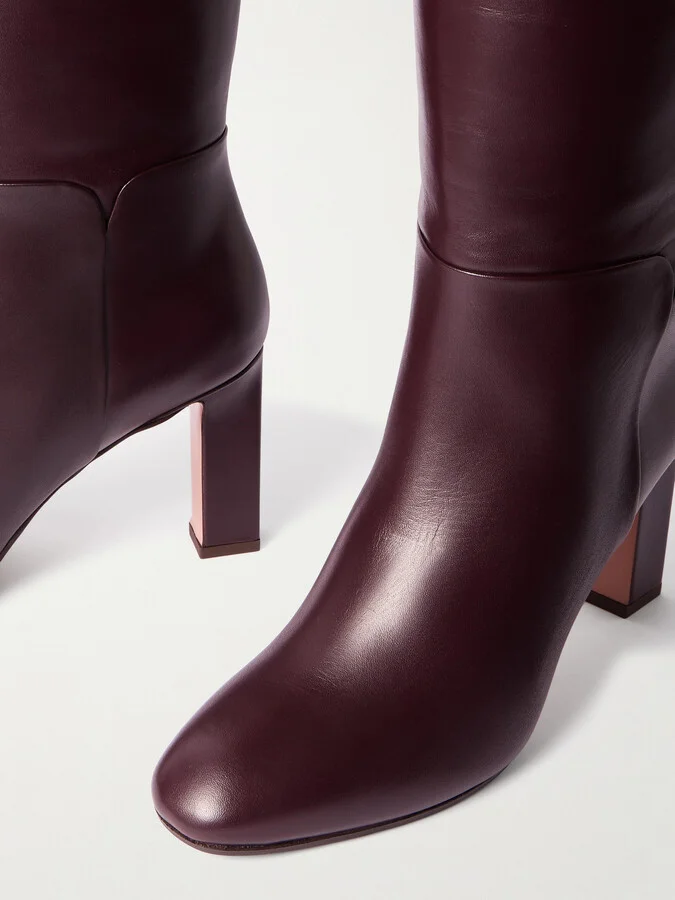 Aquazzura - Sellier 85 Leather Knee Boots - Burgundy - Image 4