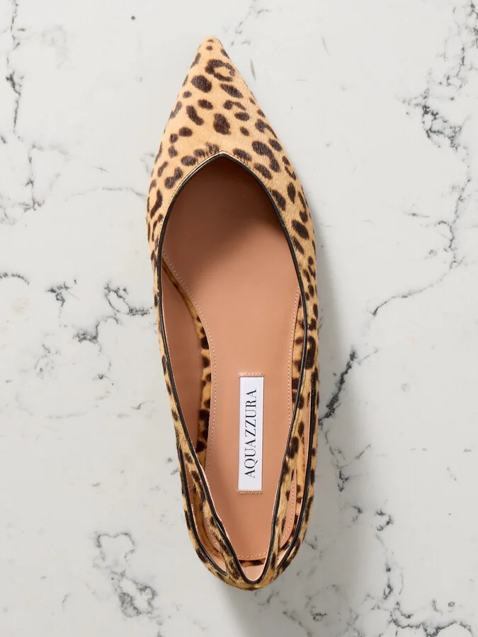 Aquazzura - Sheeva Cutout Leopard-print Calf Hair Point-toe Flats - Animal print - Image 5