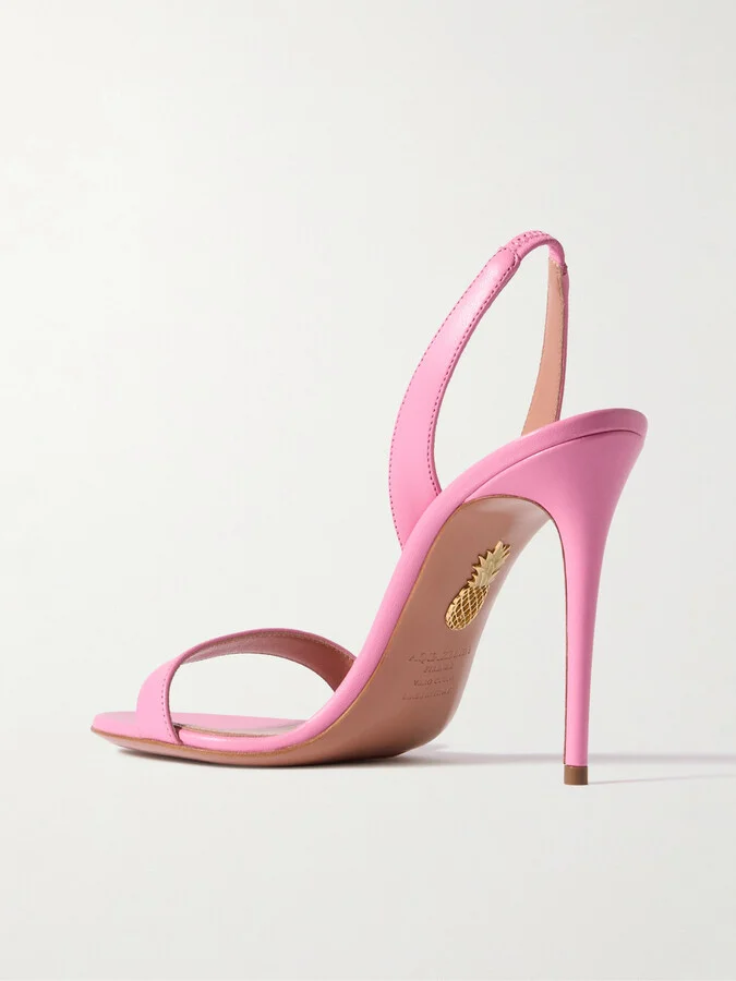 Aquazzura - So Nude 105 Leather Slingback Sandals - Pink - Image 3