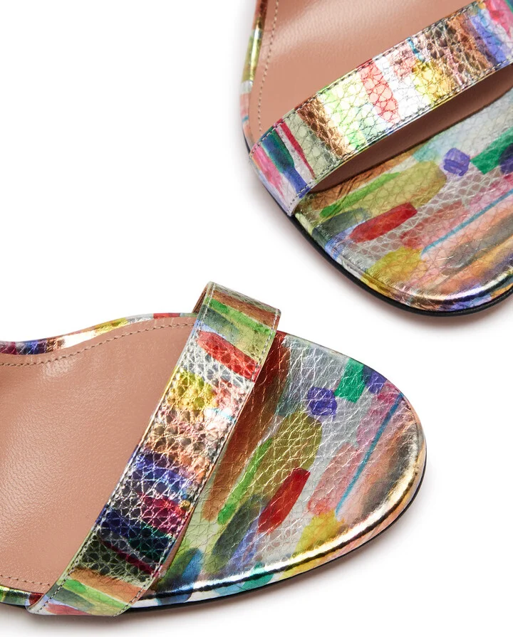 Aquazzura So Nude 105 Printed Leather Slingback Sandals - Image 3