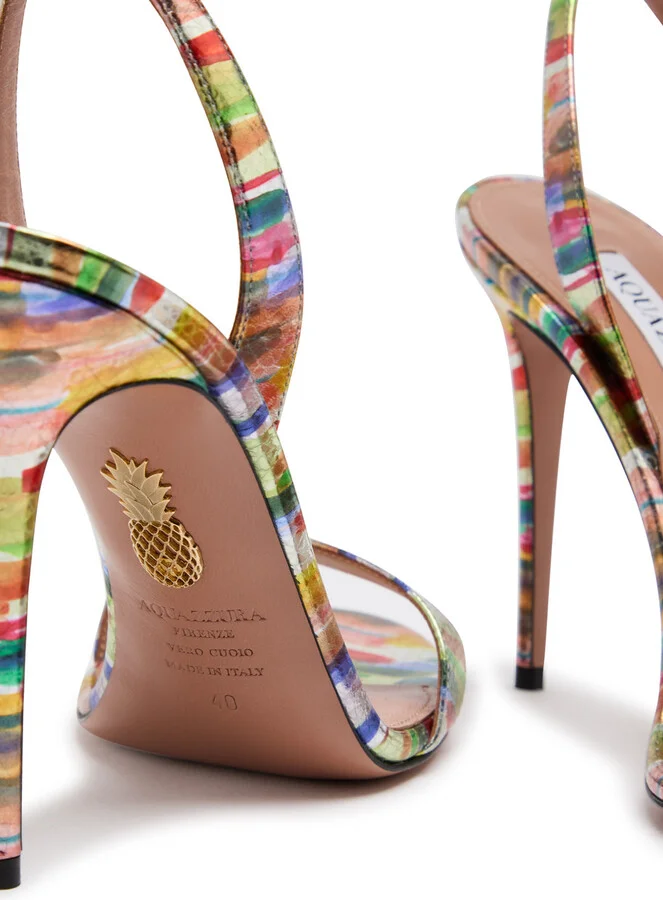 Aquazzura So Nude 105 Printed Leather Slingback Sandals - Image 4