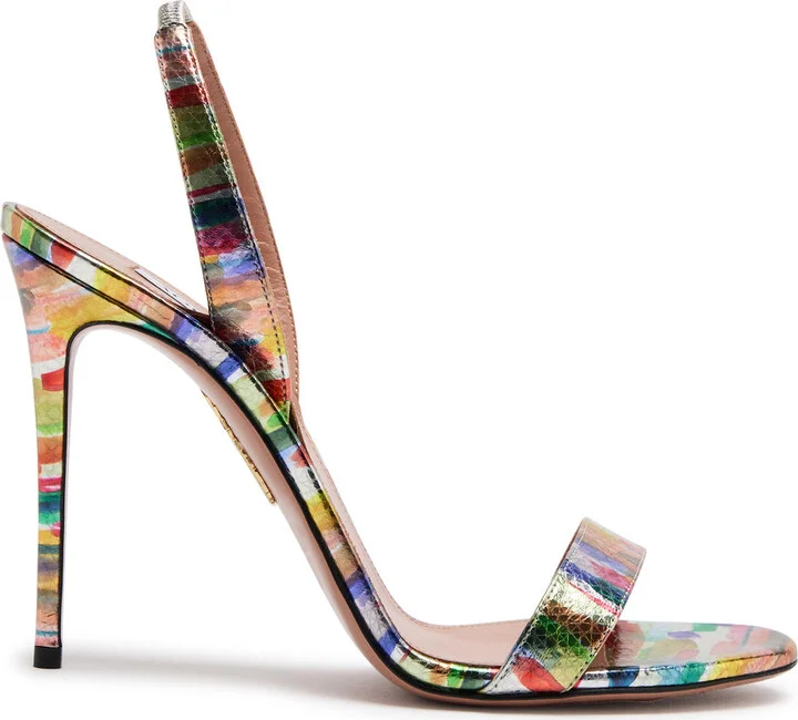 Aquazzura So Nude 105 Printed Leather Slingback Sandals