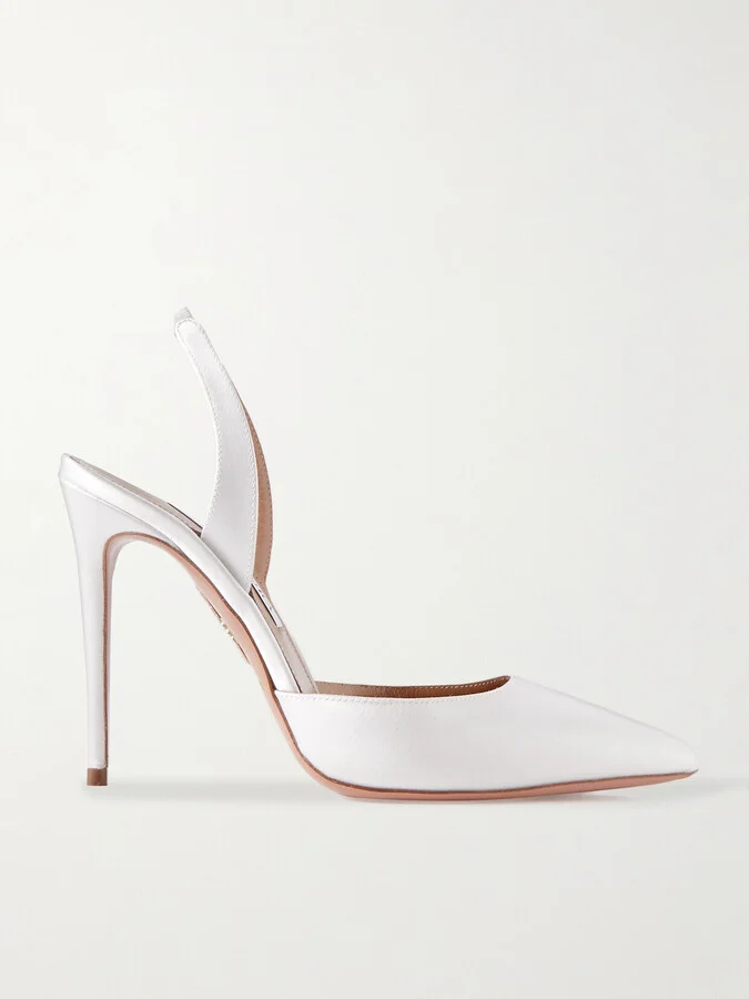 Aquazzura - So Nude 105 Satin Slingback Pumps - White