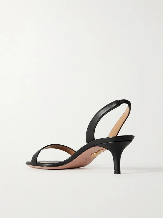 Aquazzura - So Nude 50 Leather Slingback Sandals - Black - Image 3