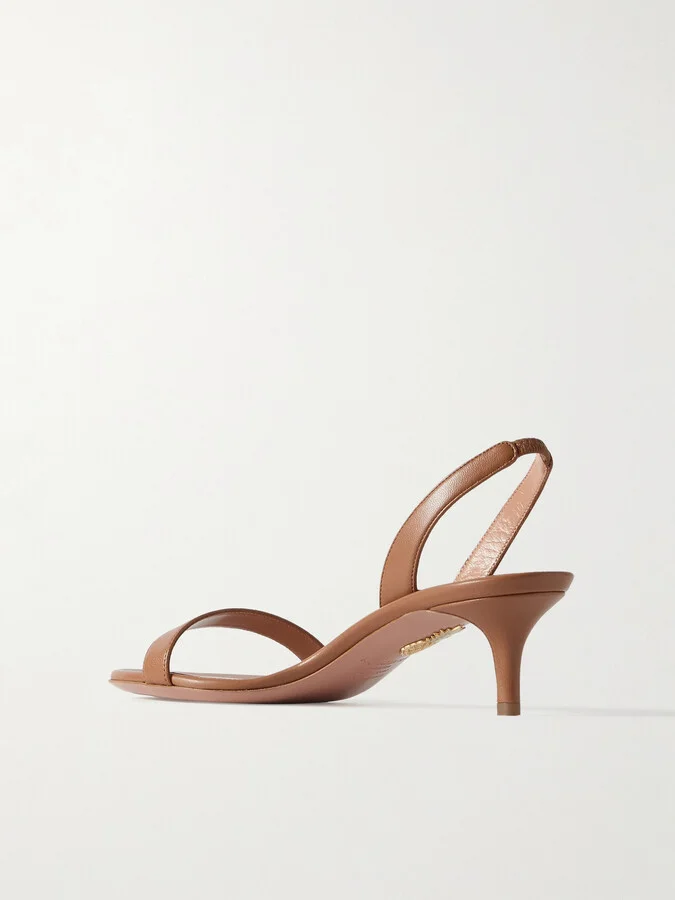 Aquazzura - So Nude 50 Leather Slingback Sandals - Brown - Image 3