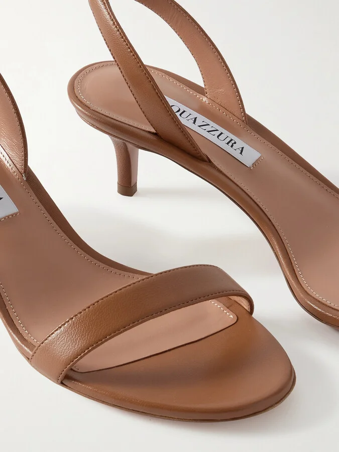 Aquazzura - So Nude 50 Leather Slingback Sandals - Brown - Image 4