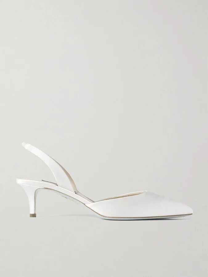 Aquazzura - So Nude 50 Satin Slingback Pumps - White