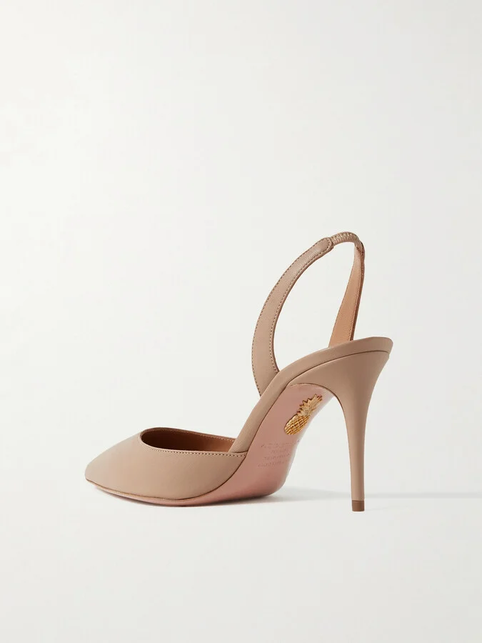 Aquazzura - So Nude 85 Leather Slingback Pumps - Neutrals - Image 3