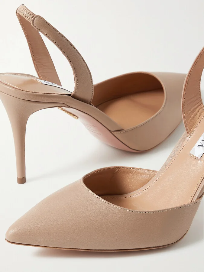 Aquazzura - So Nude 85 Leather Slingback Pumps - Neutrals - Image 4