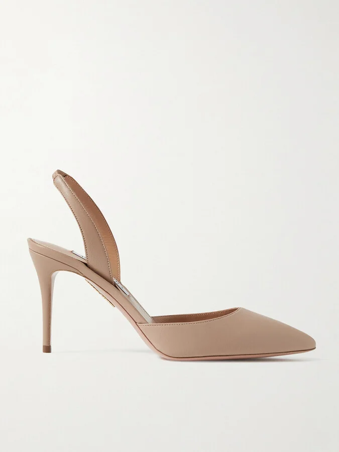 Aquazzura - So Nude 85 Leather Slingback Pumps - Neutrals
