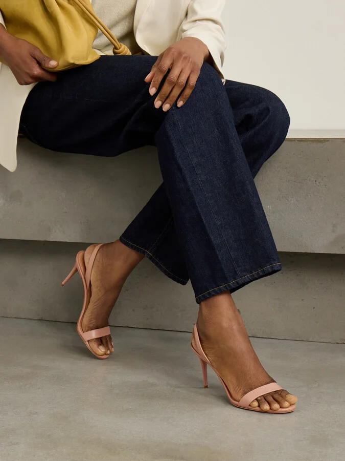 Aquazzura - So Nude 85 Leather Slingback Sandals - Neutrals - Image 2