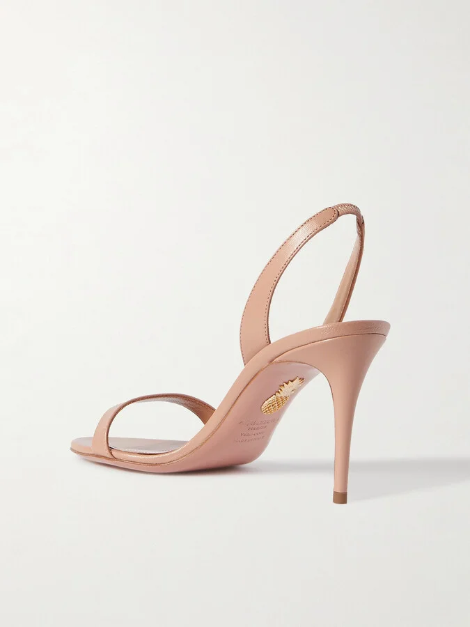 Aquazzura - So Nude 85 Leather Slingback Sandals - Neutrals - Image 3