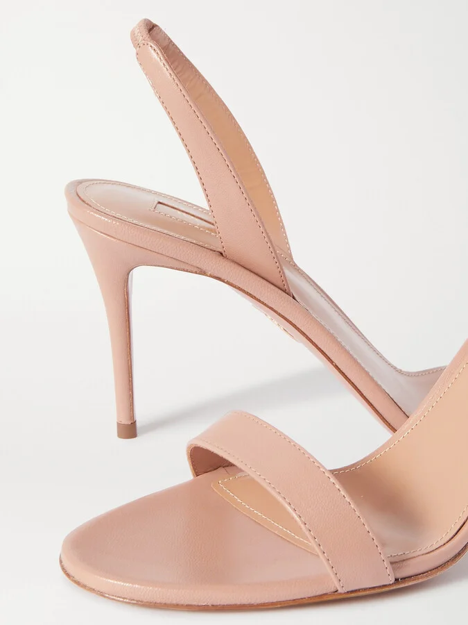 Aquazzura - So Nude 85 Leather Slingback Sandals - Neutrals - Image 4