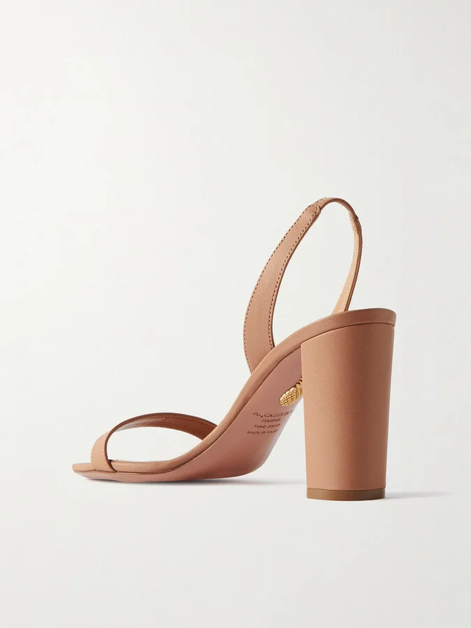 Aquazzura - So Nude 85 Leather Slingback Sandals - Neutrals - Image 3
