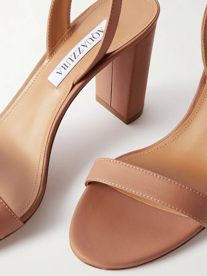 Aquazzura - So Nude 85 Leather Slingback Sandals - Neutrals - Image 4