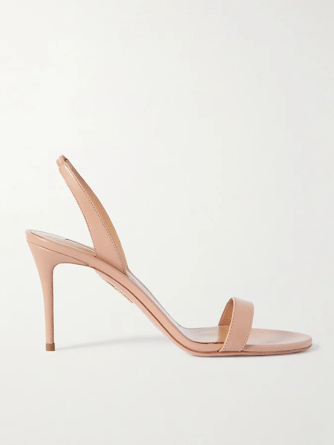 Aquazzura - So Nude 85 Leather Slingback Sandals - Neutrals