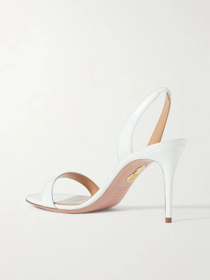 Aquazzura - So Nude 85 Leather Slingback Sandals - White - Image 3