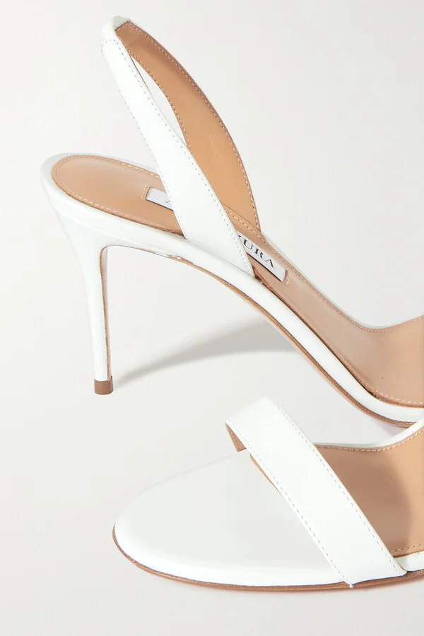 Aquazzura - So Nude 85 Leather Slingback Sandals - White - Image 4