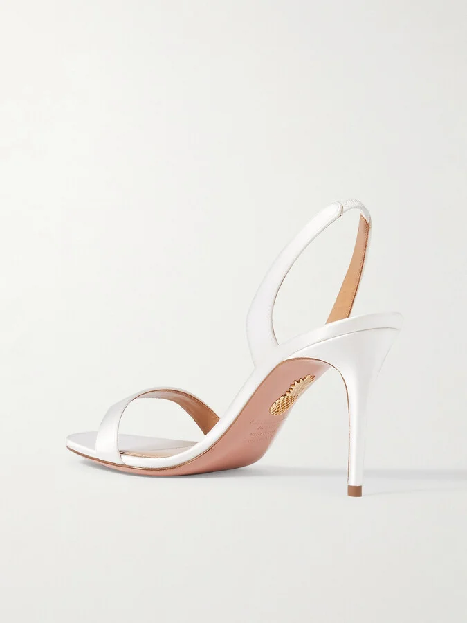 Aquazzura - So Nude 85 Satin Slingback Sandals - White - Image 3