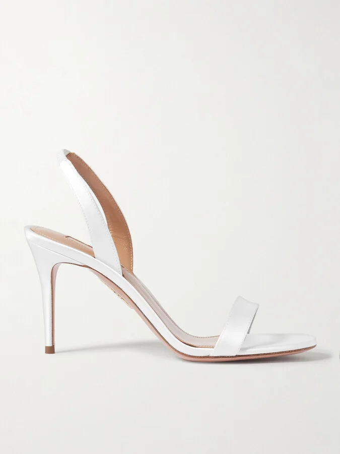 Aquazzura - So Nude 85 Satin Slingback Sandals - White
