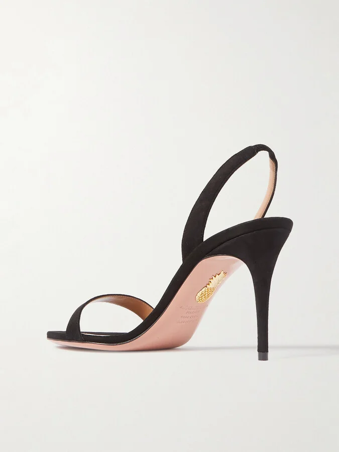 Aquazzura - So Nude 85 Suede Slingback Sandals - Black - Image 3