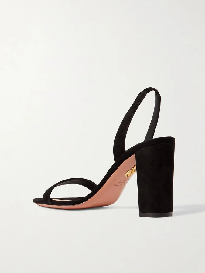 Aquazzura - So Nude 85 Suede Slingback Sandals - Black - Image 3