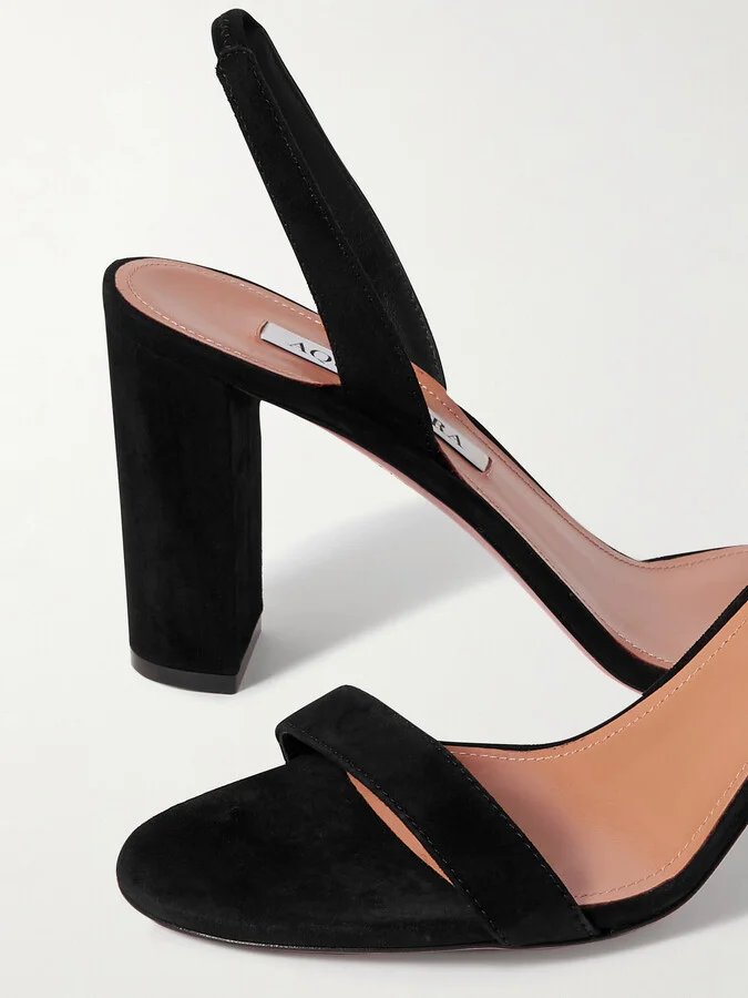 Aquazzura - So Nude 85 Suede Slingback Sandals - Black - Image 4