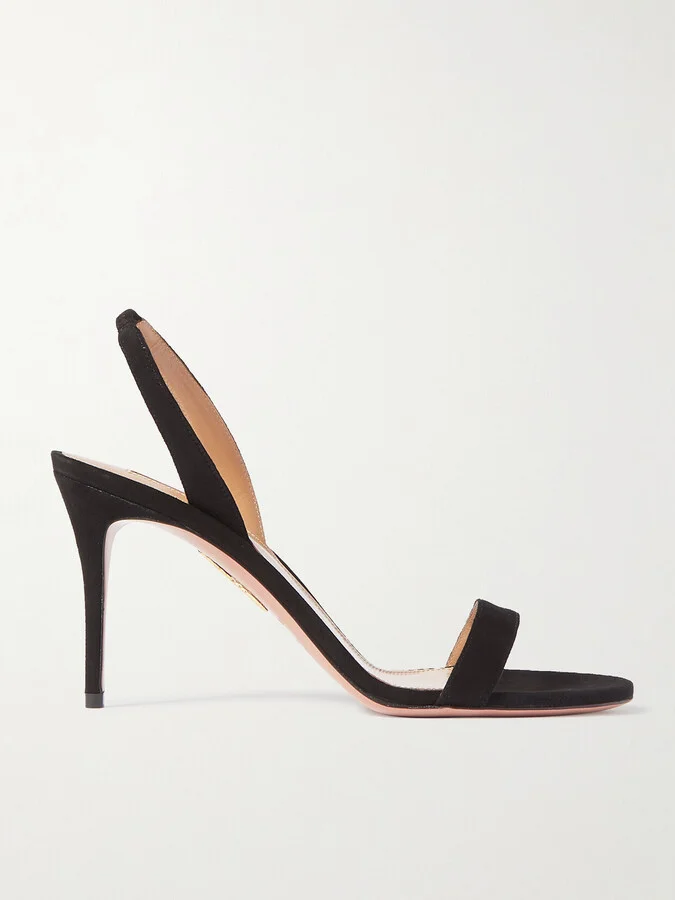 Aquazzura - So Nude 85 Suede Slingback Sandals - Black