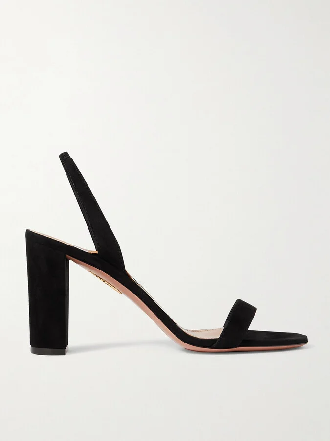 Aquazzura - So Nude 85 Suede Slingback Sandals - Black