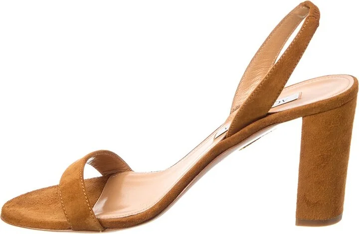 Aquazzura So Nude Block 85 Suede Slingback Sandal - Image 2