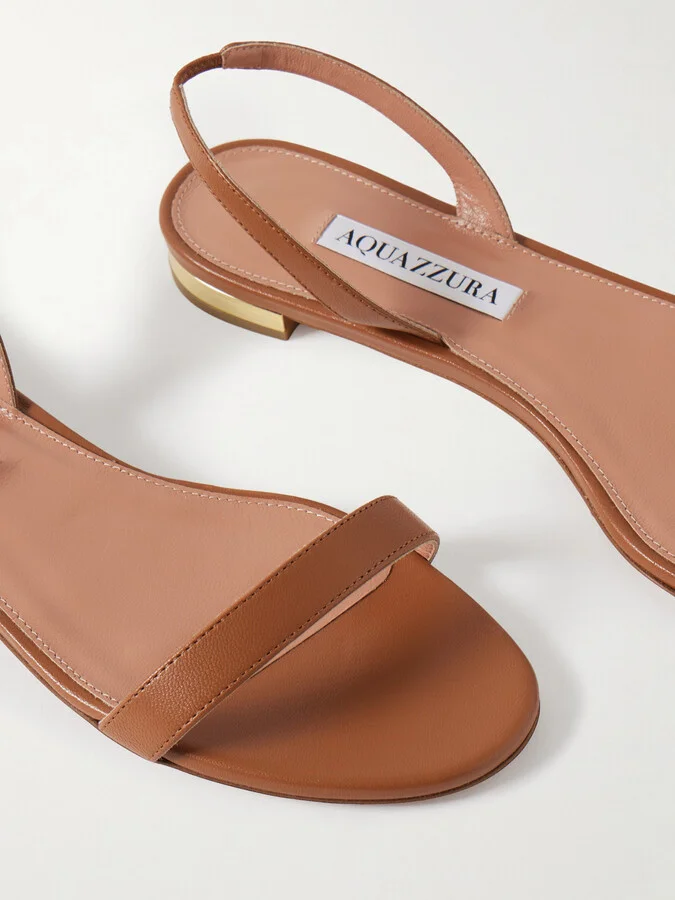 Aquazzura - So Nude Leather Slingback Sandals - Brown - Image 4