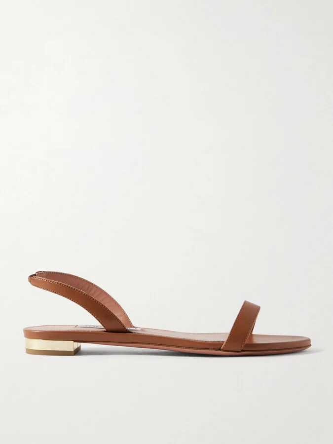 Aquazzura - So Nude Leather Slingback Sandals - Brown