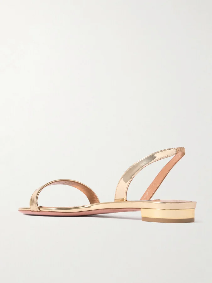 Aquazzura - So Nude Mirrored-leather Slingback Sandals - Gold - Image 3