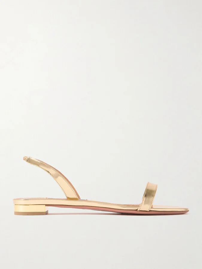 Aquazzura - So Nude Mirrored-leather Slingback Sandals - Gold