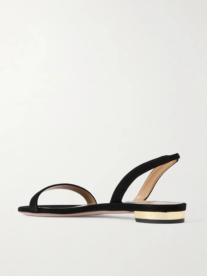 Aquazzura - So Nude Suede Slingback Sandals - Black - Image 3