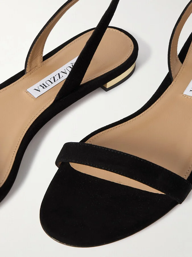 Aquazzura - So Nude Suede Slingback Sandals - Black - Image 4