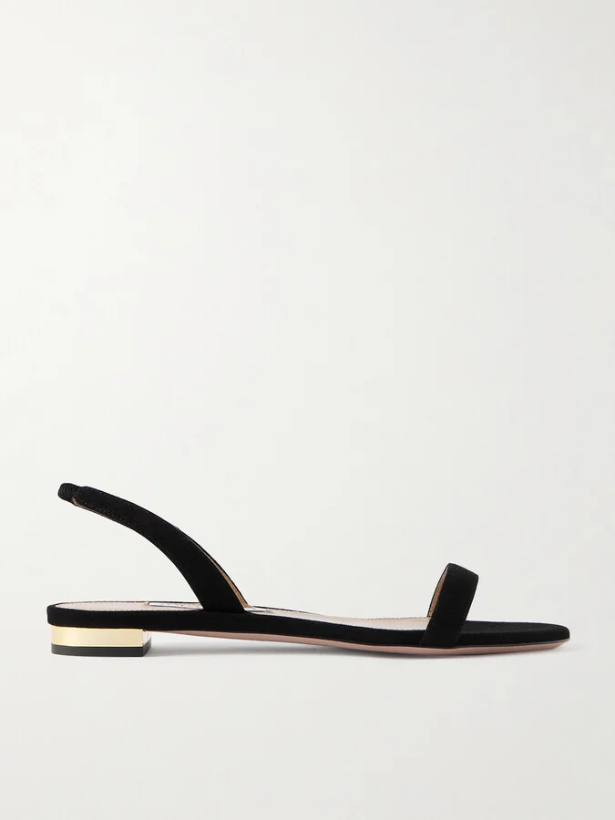 Aquazzura - So Nude Suede Slingback Sandals - Black