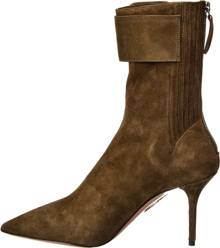 Aquazzura St. Honore Buckle 85 Suede Bootie - Image 2