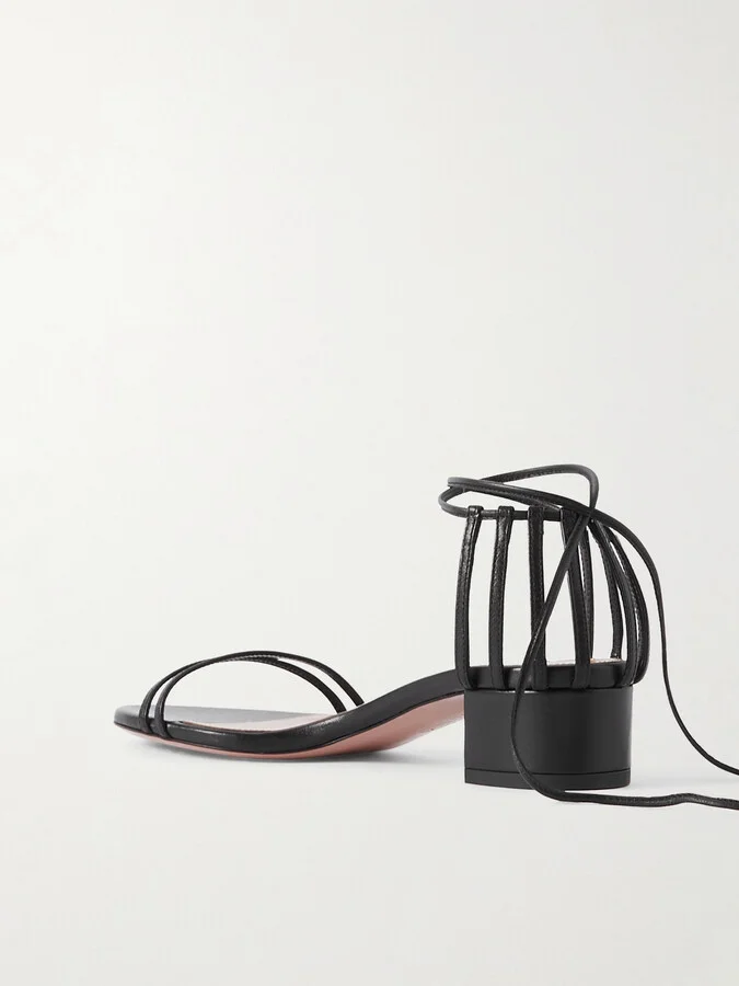 Aquazzura - Straight To Heaven Leather Sandals - Black - Image 3