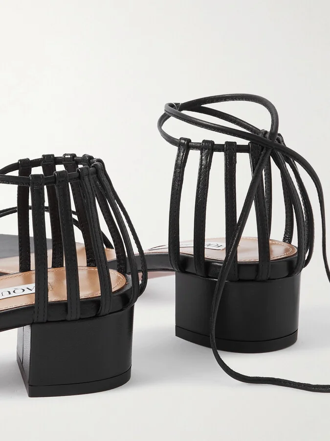 Aquazzura - Straight To Heaven Leather Sandals - Black - Image 4