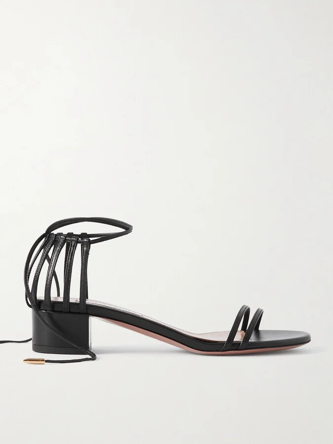 Aquazzura - Straight To Heaven Leather Sandals - Black