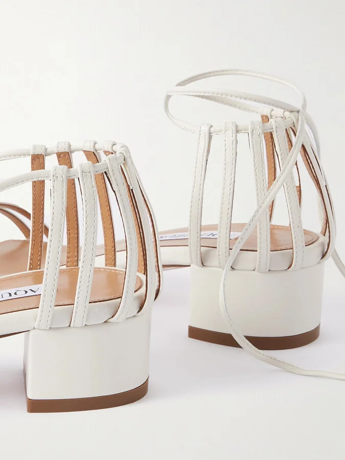 Aquazzura - Straight To Heaven Leather Sandals - White - Image 4