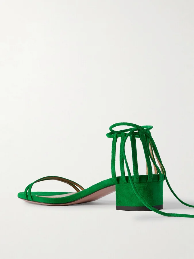 Aquazzura - Straight To Heaven Suede Sandals - Green - Image 3