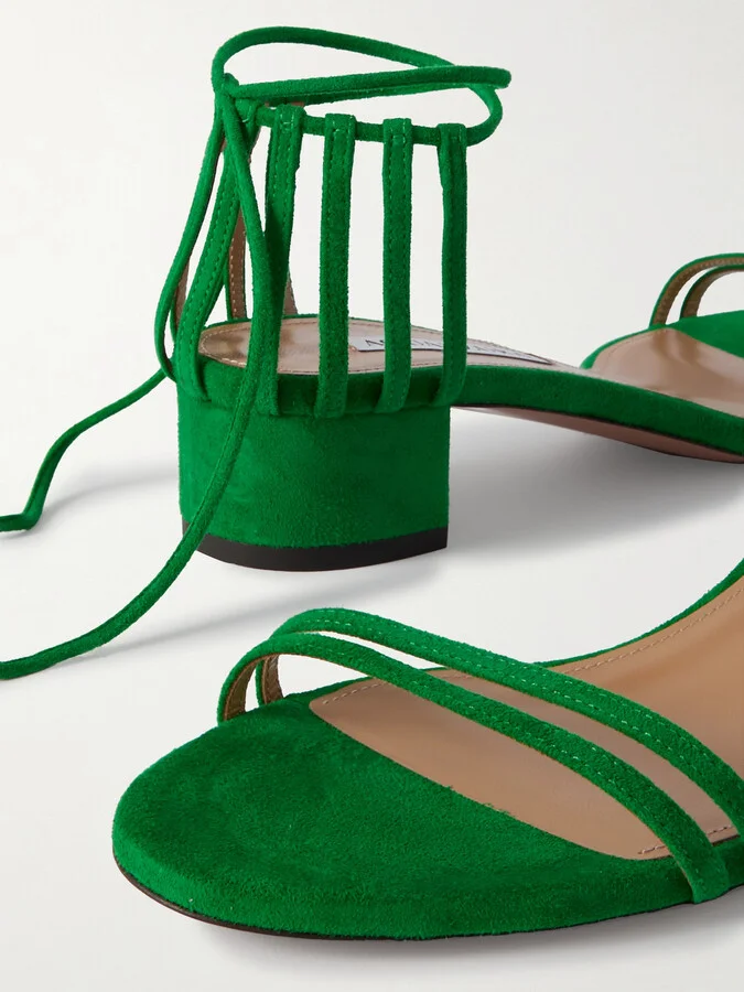 Aquazzura - Straight To Heaven Suede Sandals - Green - Image 4