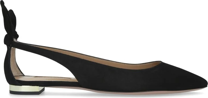 Aquazzura Suede Bow Tie Ballet Flats - Image 3