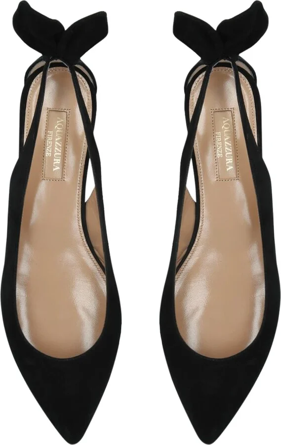 Aquazzura Suede Bow Tie Ballet Flats - Image 5