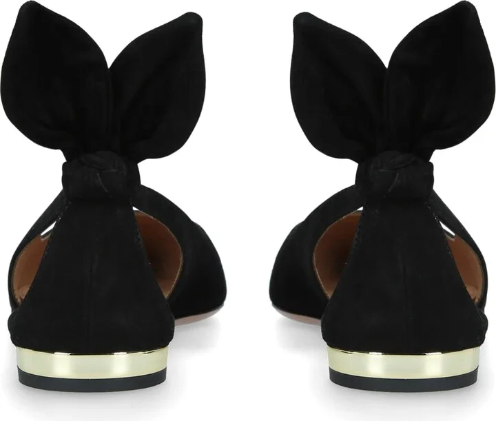 Aquazzura Suede Bow Tie Ballet Flats - Image 6